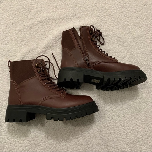 Aldo  Burgundy Combat Boots - Picture 6 of 12